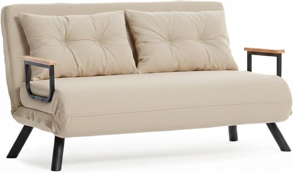 Dmora Schlafsofa 2-Sitzer Merak 133x78 cm Beige Box