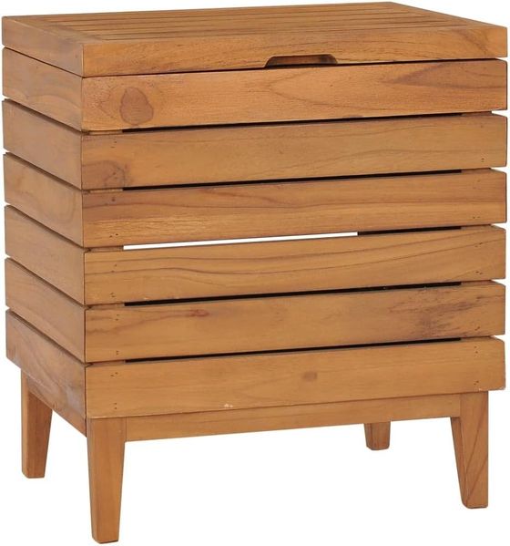 vidaXL Wäschekorb 40×30×45 cm Teak Massivholz