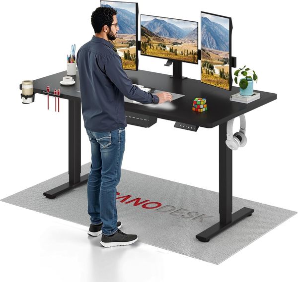 SANODESK Elektrischer Höhenverstellbarer Schreibtisch L-förmiger Schreibtisch Höhenverstellbar Memory Funktion und Haken für Heimbüro Homeoffice und Hause(160x75 cm, schwarz)