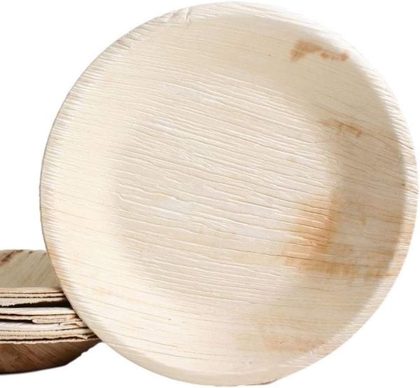 50x runder Teller aus Palmblatt Größe 23 cm