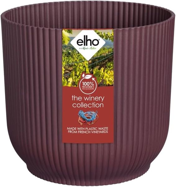 elho The Winery Collection 22 - Blumentopf für Innen - 100% Recyceltem Plastik - Ø 22.0 x H 20.2 cm - Rot/Bordeauxrot