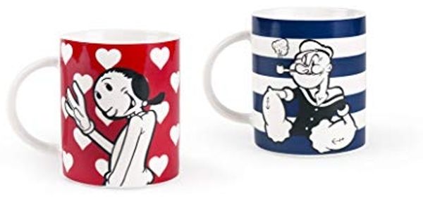Excelsa Popeye & Olivia Becher aus Porzellan, Blau,Rot