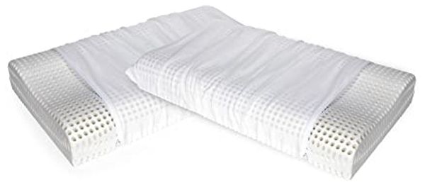 Talamo Talamo Italia Set mit 4 Kissen für das Bett, 100% Made in Italy, Orthozervikales Kissen mit abnehmbarem Bezug aus perforiertem Memory-Schaum, hypoallergen und atmungsaktiv, 70x41xh11,5 cm