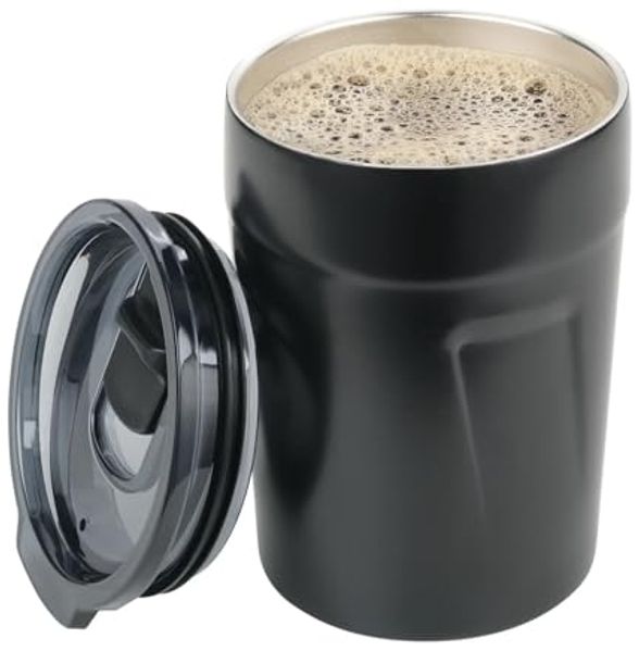 TROIKA Thermobecher ESPRESSO DOPPIO 160 ml – doppelwandiger Mini Coffee to go Becher, Edelstahl, BPA-freier Kunststoff, schwappsicher & nachhaltig