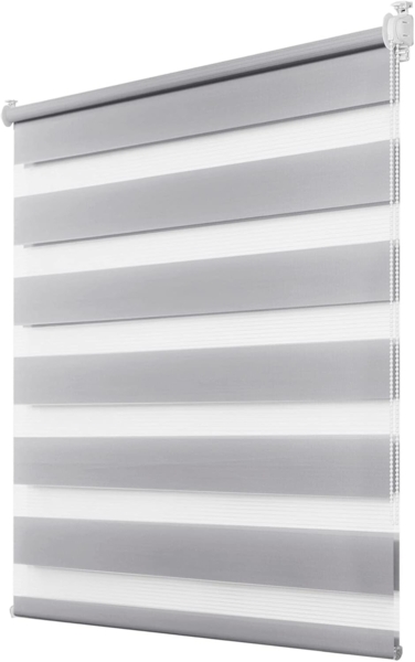 Deswell Doppelrollo Klemmfix ohne Bohren Grau B70 x H150 cm (Stoffbreite 66cm) Rollos für Fenster ohne Bohren für Fenster mit Lichtdurchlässig & Verdunkelnd/Höhe Stufenlos Verstellbar