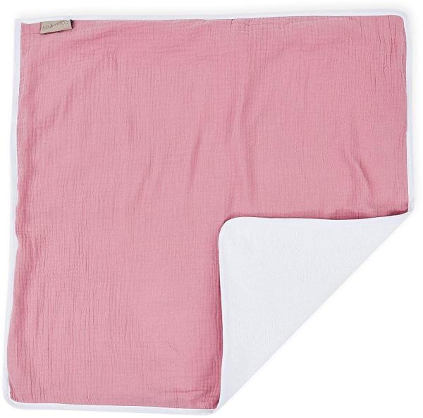 KraftKids Wickeltischunterlage Musselin rosa, Windelmatte aus 100% Baumwolle, wasserundurchlässige Reise-Wickelunterlage