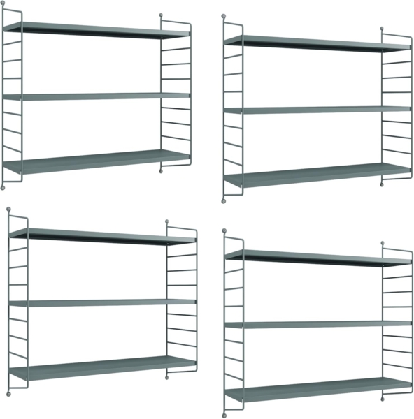 Modulares Wandregal Strängnäs 4er Set Graublau [en. casa]