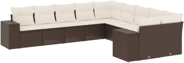vidaXL 10-tlg. Garten-Sofagarnitur mit Kissen Braun Poly Rattan 3255450