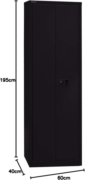 Bisley 'Universal' Flügeltürenschrank, Schwarz, 195 x 40 x 60 cm, 4 Fachböden Bild 3