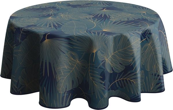 Le linge de Jules Tischdecke, schmutzabweisend, Olinda, blau, rund, 160 cm