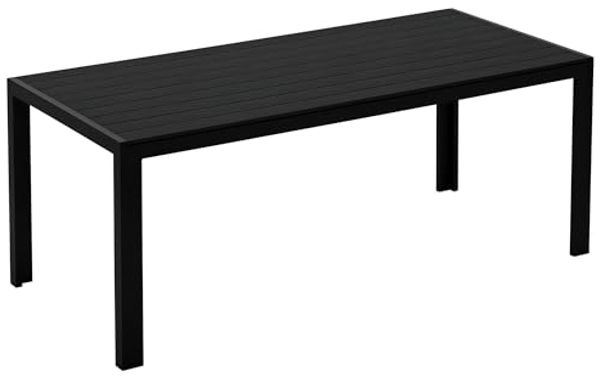 Outsunny Gartentisch Garten Esstisch Balkontisch aus Alu (Partytisch, 1-St, Terrassentisch), Polyholz, Schwarz, 190 x 84,5 x 72 cm