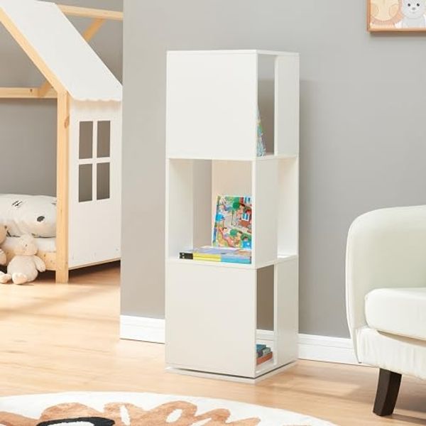 Drehbares Bücherregal Fjelmarirg 109x34x34 cm Weiß [en. casa]