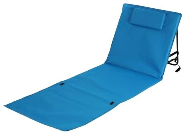 BURI Campingliege Klappbare Strandmatte mit Rückenlehne und Kopfpolster Strandliege