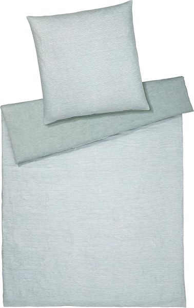 elegante Halbleinen Bettwäsche Whisper blassgrün | 135x200 cm + 80x80 cm
