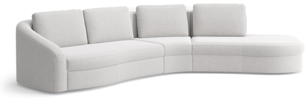 Cavadore Ecksofa Jawa / Bodennahe Eckcouch mit Sofa 2,5-sitzig und Trapezecke halbrund (60 Grad) / 366 x 88 x 230 / Chenille, Beige