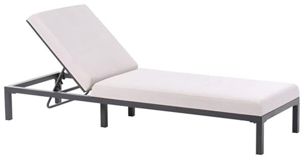 Sonnenliege mit Kissen LARIANO mit Relaxfunktion Metall Hellbeige