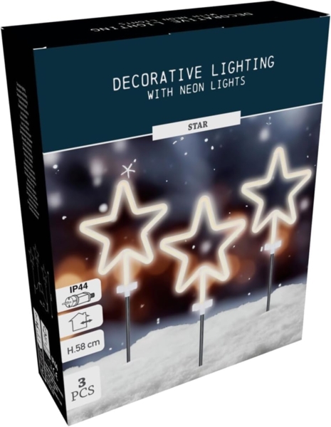 3er Leuchtstern Set LED Weihnachtsbeleuchtung Stern IP44