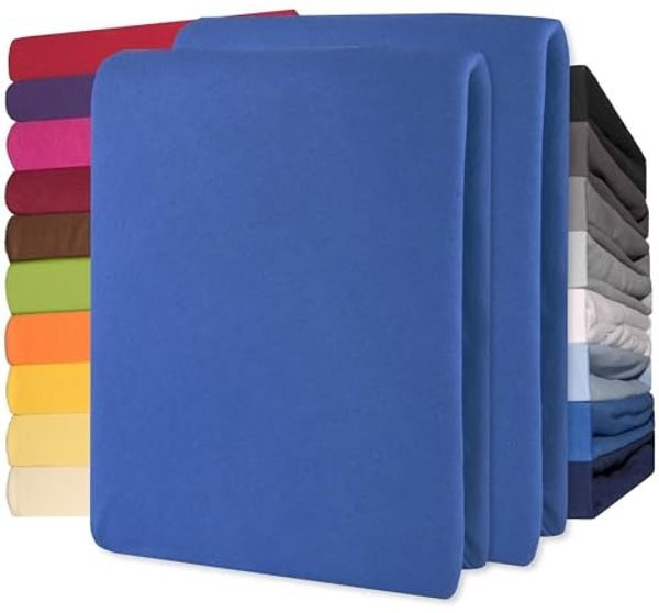 CelinaTex Jersey Topper Spannbettlaken Lucina 90x200-100x200 cm royal blau 100% Baumwolle gekämmt bis 12cm Matratzenhöhe Spannbettbezug, Leintuch, Bettlaken, elastisch, Strech, Oeko-Tex
