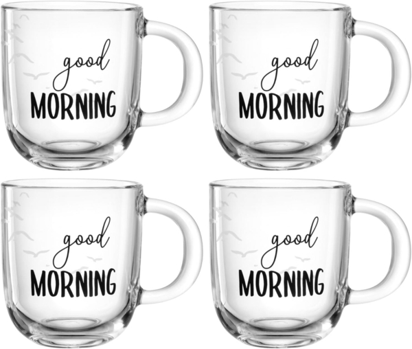 LEONARDO Tasse Becher "good MORNING", 4er-Set, UFFICIO, 4-tlg, Glas, spülmaschinengeeignet