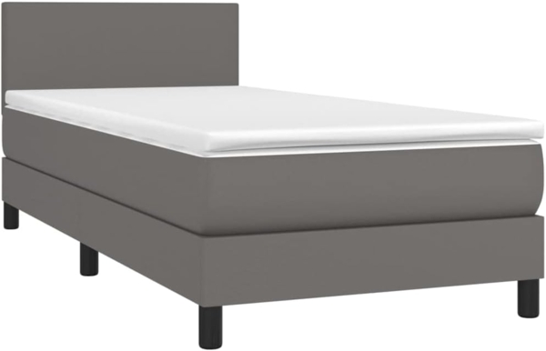 vidaXL Boxspringbett mit Matratze Grau 90x200 cm Kunstleder 3140985