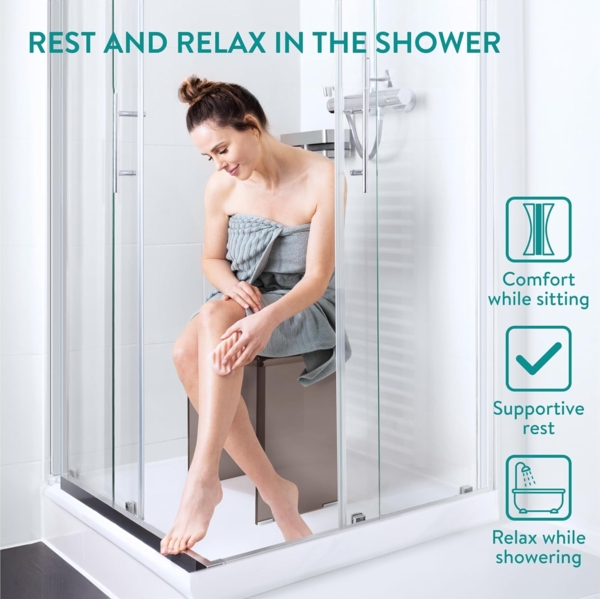 Navaris Fußhocker Duschhocker aus Acryl 43,5x37x28cm - Badhocker Badezimmer Stuhl (1 St) Bild 3