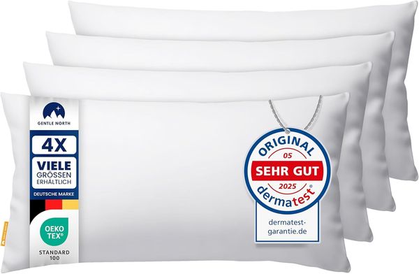 Gentle North Kopfkissen (40x60 cm groß) - 4er Set Kissen für Bett und als Dekokissen - Mit Reißverschluss für Füllung - Sofakissen - Zierkissen für Couch und Sofa - Ökotex - Waschbar bis 60° - Weiß