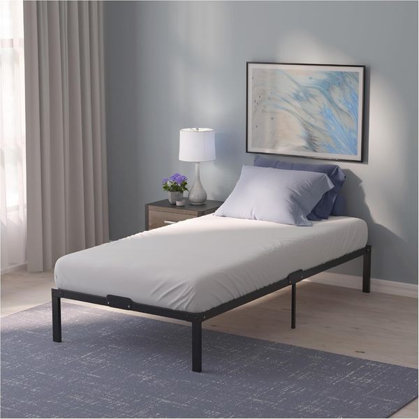 Dreamzie Metallbett 90 x 200 x 36 cm - Bettgestell aus Metall 90x200 cm Bett für Matratze Einzel - Robust, Leichte Montage, Umfangreicher Stauraum - Schwarzer Lattenrost