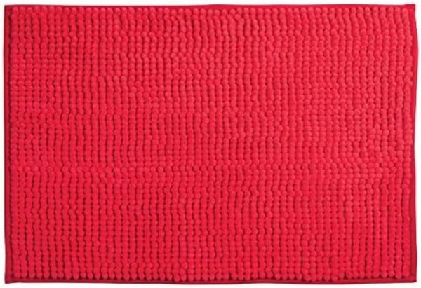 MSV Badteppich Badvorleger Duschvorleger Chenille Hochflor Badematte 40x60 cm – Rot