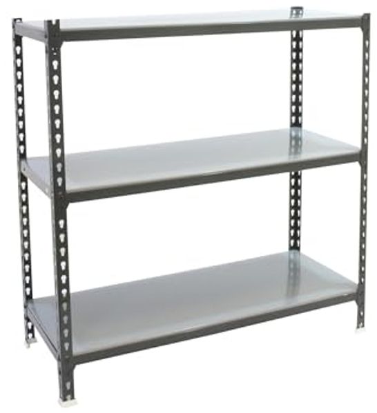 Simonrack Schwerlastregal, Lagerregal, 90 x 100 x 30 cm, Metallregal, Kellerregal, Biegestelle 180 kg, 3 Fachböden, Anthrazit/Verzinkt - Simonclick