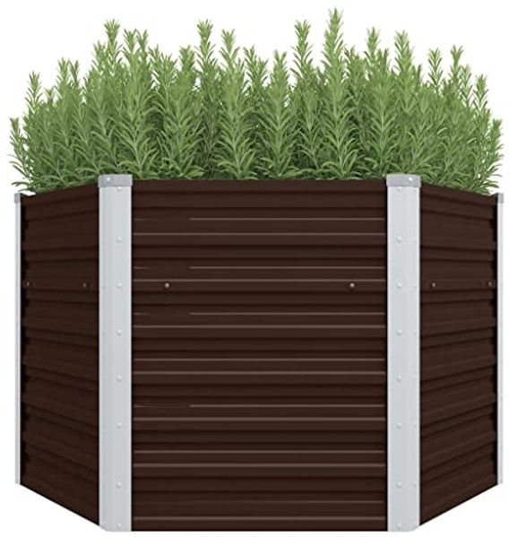 vidaXL Garten-Hochbeet Braun 129 x 129 x 77 cm Verzinkter Stahl 45721