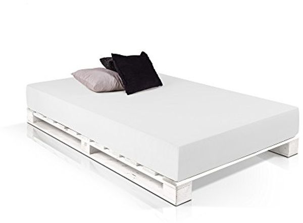 Möbel-Eins PALETTI Massivholzbett / Palettenbett Fichte weiss 120x200 cm