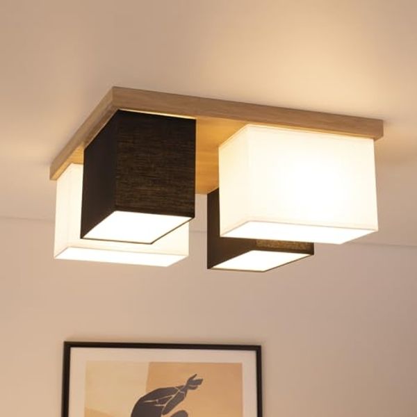MeLiTec LED Deckenleuchte Paloma D129 Holz, Holz Deckenleuchte Paloma D129