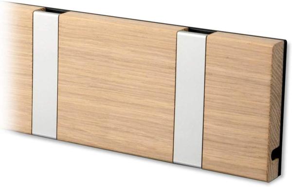 LoCa Garderobe Knax 2 Eiche (geölt) mit Alu Haken klappbar Länge 19,8 cm