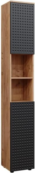 Vicco 'Irma' Badschrank mit 2 Türen und 6 Fächer, Holz, 192 x 30 x 30 cm, Anthrazit Gepunktet