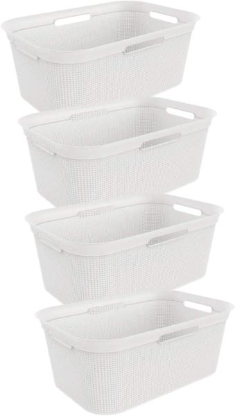 ROTHO Wäschekorb 4er-Set Wäschekorb BRISEN 41 l, flexibel & modern mit 4 Griffen (Wäschekorbset, 4er-Set), Belüftete Rattanstruktur verhindert Gerüche & sorgt für Frische