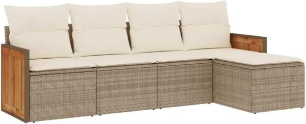 vidaXL 5-tlg. Garten-Sofagarnitur mit Kissen Beige Poly Rattan 3260000