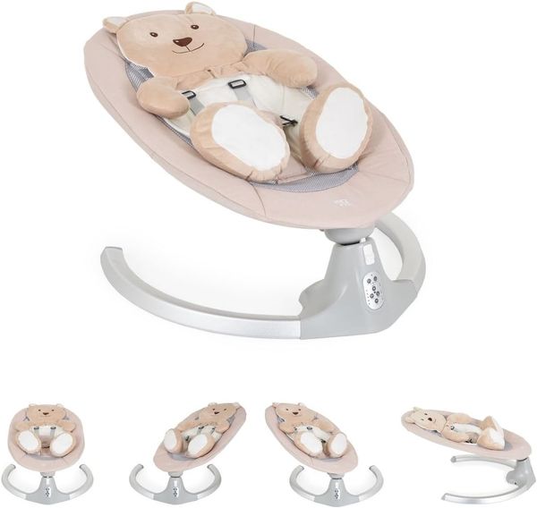 Moni Babywippe elektrische Ari Bär Melodien, Fernbedienung, Teddy-Bär Pad, Timer beige Bild 2
