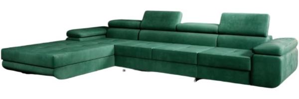 Designer Sofa Calvera Maxi mit Schlaf- und Klappfunktion (Samt) Grün Links