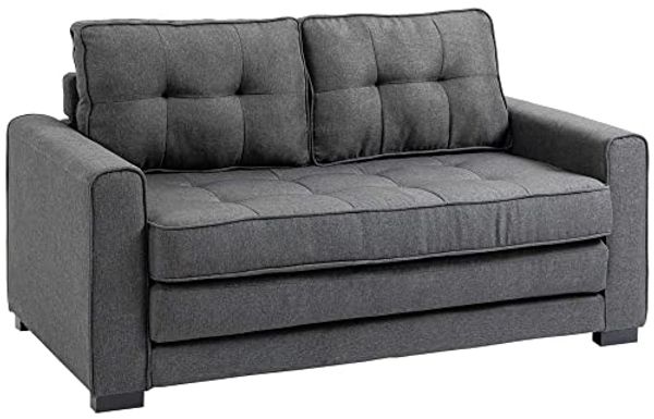 HOMCOM Schlafsofa Sofa mit Bettfunktion, Polstersofa mit Stauraum, Schlafcouch, Relaxsessel 1 Teile, für Wohnzimmer, Grau
