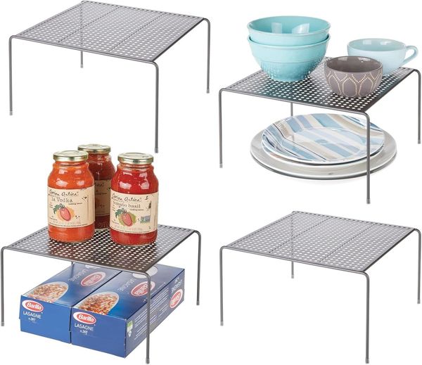 mDesign Geschirrablage Küchenregal Aufbewahrung Organizer 4er Set Metall Graphit