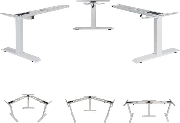 3in1 Gestell HWC-D40, variables Tischgestell, elektrisch höhenverstellbar Memory 47kg ~ weiß