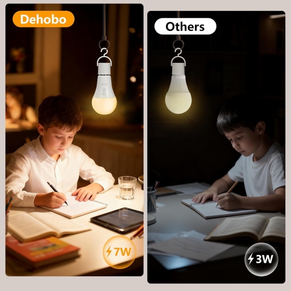 Dehobo Glühbirne Mit Fernbedienung E27 Aufladbare Glühbirne - 7W Glühbirne Mit Batterie Camping Lampe RGB Dimmbare - Akku Lampen Mit Timing Funktion für Weihnachten, Outdoor Lampe 2 Pack Bild 5