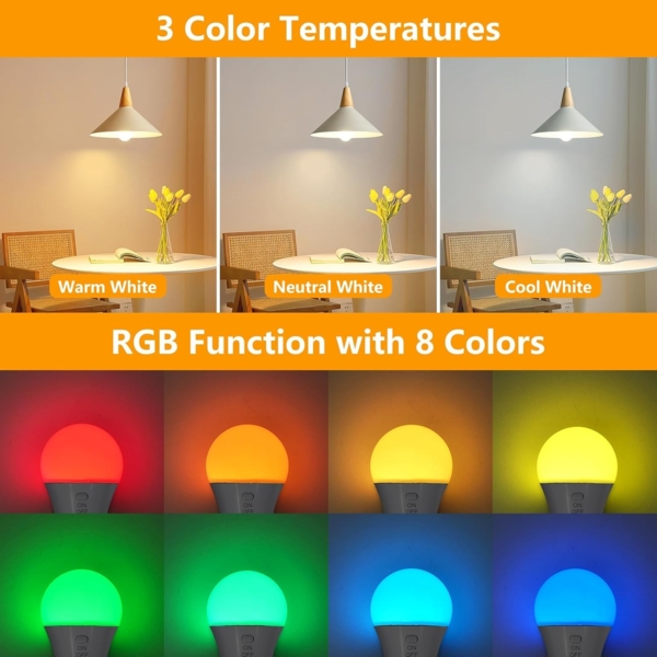 Dehobo Glühbirne Mit Fernbedienung E27 Aufladbare Glühbirne - 7W Glühbirne Mit Batterie Camping Lampe RGB Dimmbare - Akku Lampen Mit Timing Funktion für Weihnachten, Outdoor Lampe 2 Pack Bild 2