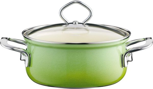 Riess Kasserolle mit Glasdeckel Ø20cm 2 Liter Emaille Nouvelle Smaragd