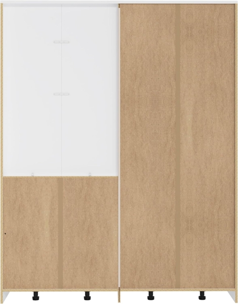 FORTE DEWANIA Kleiderschrank 160, Schrank mit offenen Regalfächern und Spiegel, Holzwerkstoff, Weiß, 159,3 cm breit, 203,4 cm hoch, 52,7 cm tief Bild 5