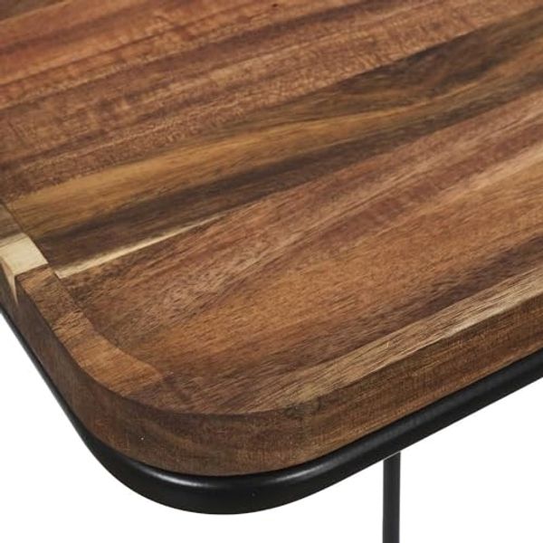 HOME DECO FACTORY, HD0403, Beistelltisch aus Akazienholz, Softness-Kollektion, Möbel, Tisch und Schreibtisch, Beistelltisch – zusammensetzbar, 40 x 55 x 30 cm, Schwarzbraun Bild 6