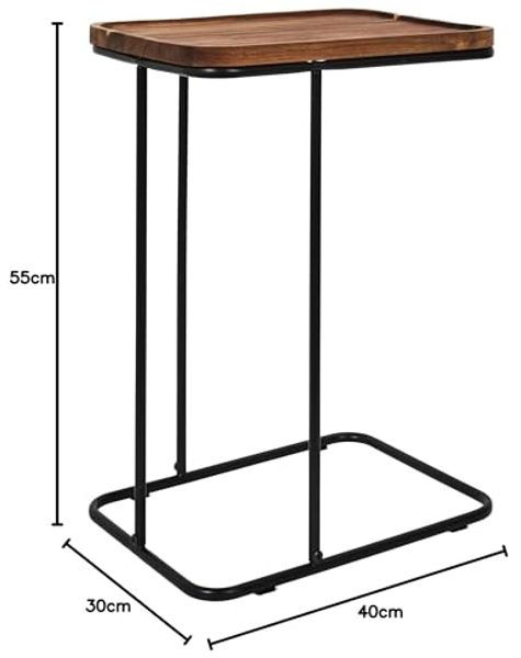HOME DECO FACTORY, HD0403, Beistelltisch aus Akazienholz, Softness-Kollektion, Möbel, Tisch und Schreibtisch, Beistelltisch – zusammensetzbar, 40 x 55 x 30 cm, Schwarzbraun Bild 3