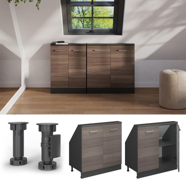 Dachschrägenschrank Rion Edelgrau/Anthrazit mit 2 Türen Vicco Bild 6