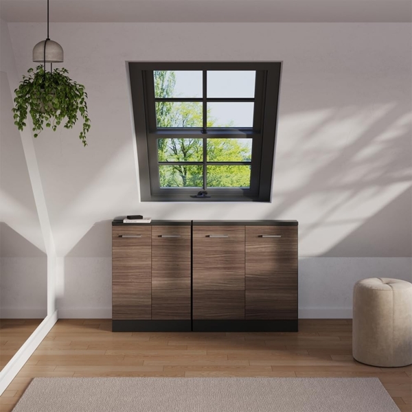 Dachschrägenschrank Rion Edelgrau/Anthrazit mit 2 Türen Vicco Bild 8