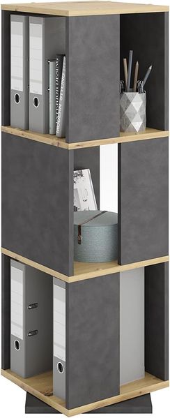 FMD Möbel 'TOWER' Drehbares Regal mit 3 Ebenen, melaminharzbeschichtete Spanplatte, Matera / Artisan Oak, 34 x 108 x 34 cm